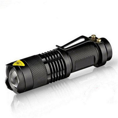 SK68 Mini Pocket Aluminum Promotional Gift 14500 AA Battery Telescopic Zoom Focus Q5 LED EDC Flashlight