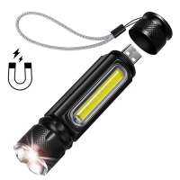 10W 1000 Lumens Mini Pocket Magnetic Aluminum USB Rechargeable 18650 Battery Zoom Adjustable Focus COB T6 LED Flashlight