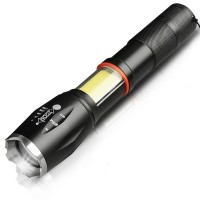 Tactical Emergency Aluminum Waterproof 18650 Battery High Power COB Work Light Adjustable Zoom Focus T6 LED Flashlight