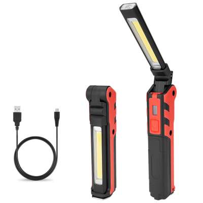 Wholesale Portable Folding USB Rechargeable Magnetic COB Flashlight Torch LED Work Light With Hanging Hook