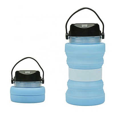 Multifunctional Collapsible Silicone USB Rechargeable Solar Water Bottle Camping Light